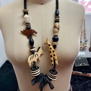 Safari Animal Handcrafted Wood Necklace